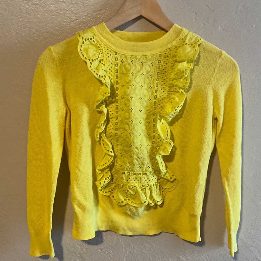 J. Crew Girl’s Yellow Lace Eyelet Light Sweater Top XXS